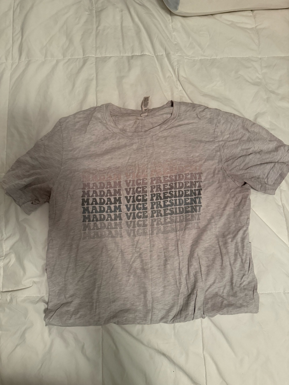 Grey Graphic Crewneck T-Shirt - MADAM VICE PRESIDENT